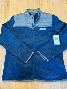 Eddie Bauer Kids Navy and Gray Full-Zip Puffer-Panel Jacket